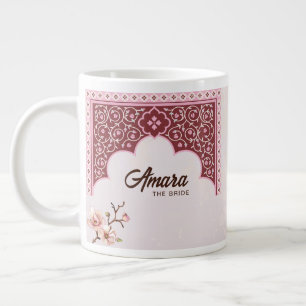 Personalized Wedding Mug – Maroon & Pink Arch