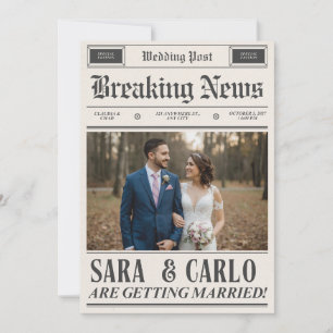 Personalized Wedding Newspaper Poster   Newlywed  Invitation