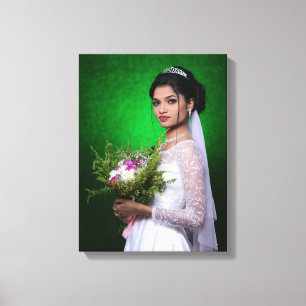 Personalized Wedding Photo Collage Elegant Framed  Canvas Print