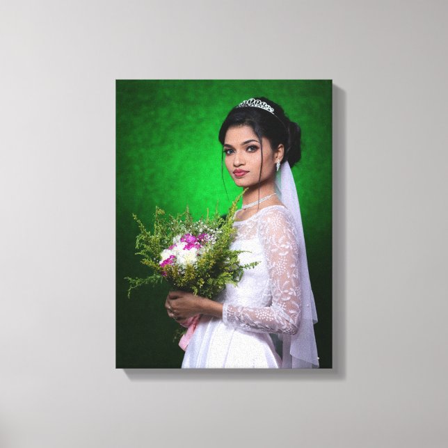 Personalized Wedding Photo Collage Elegant Framed  Canvas Print (Front)