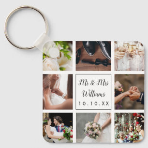 Personalized Wedding Photo Collage Key Ring