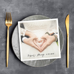 Personalized Wedding Photo Forever & Always Napkin