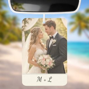 Personalized Wedding Photo With Initials  Car Air Freshener