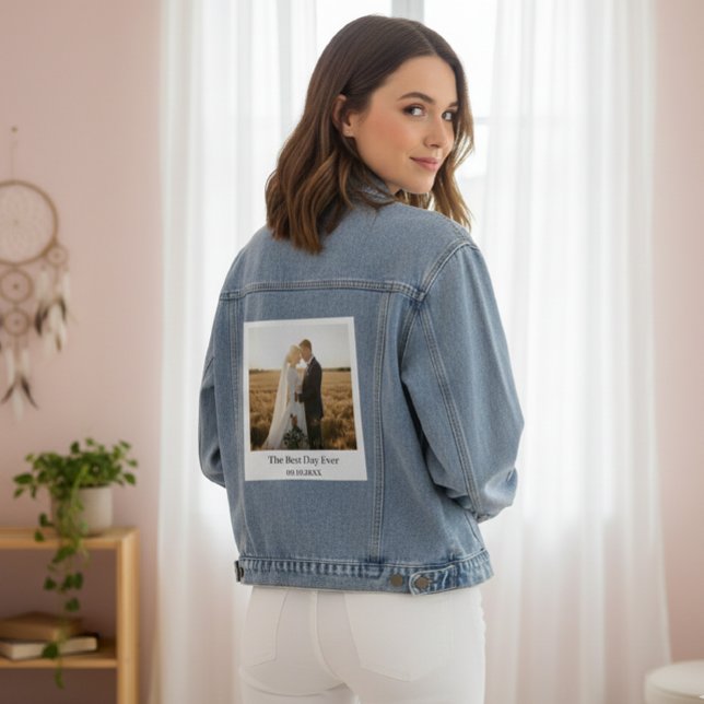 Personalized Wedding Polaroid Photo Denim Jacket (Creator Uploaded)