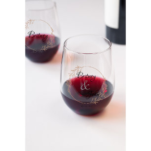 Personalized Wedding Stemless Wine Glass