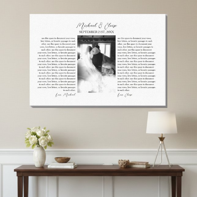 Personalized Wedding Vows Photo Keepsake Canvas Print (Personalized Wedding Vows Photo Keepsake Canvas Print)