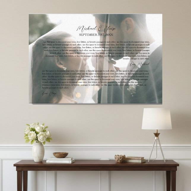 Personalized Wedding Vows Photo Keepsake Canvas Print (Personalized Wedding Vows Photo Keepsake Canvas Print)