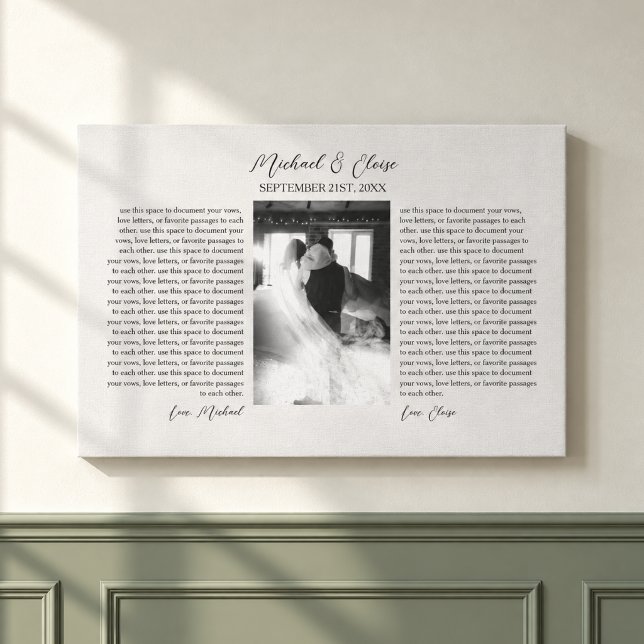 Personalized Wedding Vows Photo Keepsake Canvas Print (Personalized Wedding Vows Photo Keepsake Canvas Print)