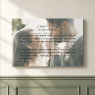 Personalized Wedding Vows Photo Keepsake Canvas Print