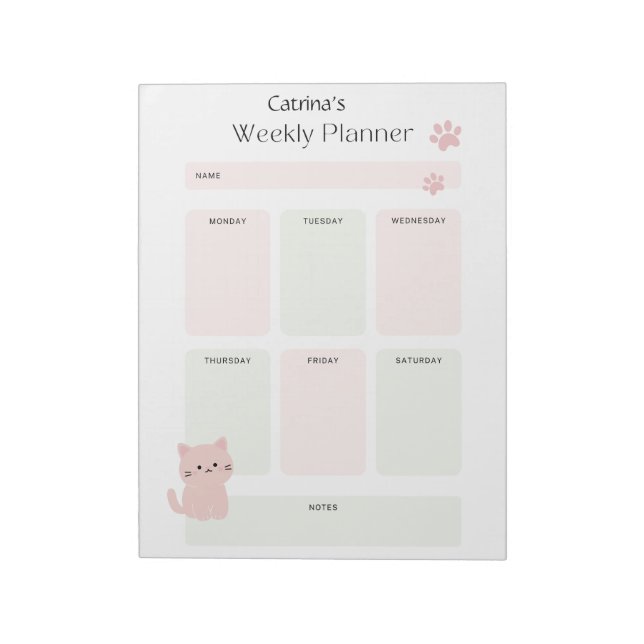 Personalized Weekly Planner Notepad (Rotated)