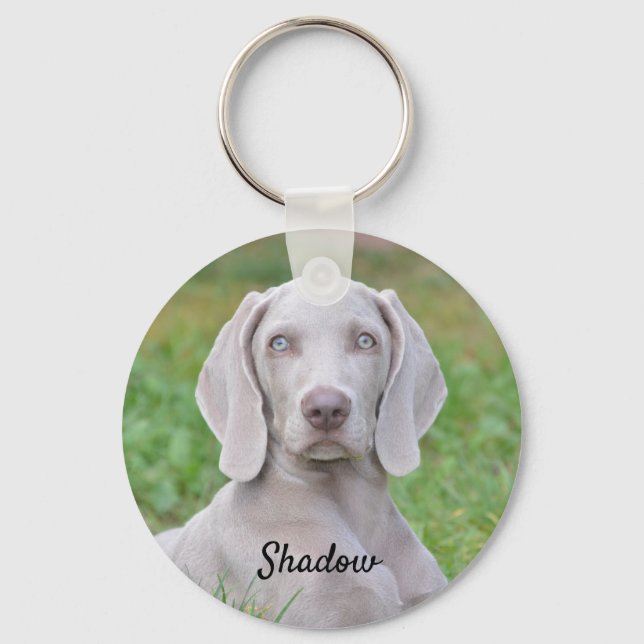 Personalized Weimaraner Puppy Dog Key Ring (Front)