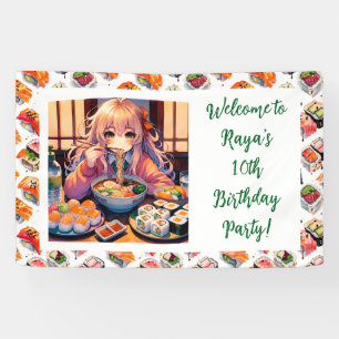 Personalized Welcome Sushi Themed Birthday Banner