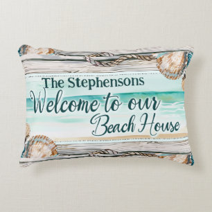Personalized Welcome to Our Beach House Decorative Cushion