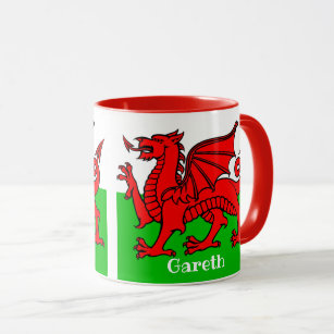 Personalized Welsh Flag Two-Tone Coffee Mug