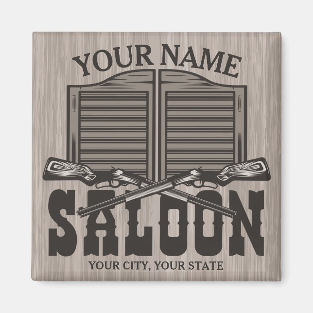 Personalized Western Rifle Guns Old Saloon Bar Magnet (Front)