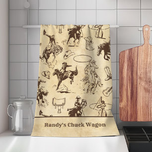 Personalized Western Rodeo Cowboy Cowgirl Tea Towel