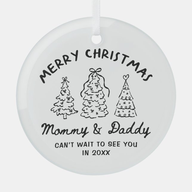 Personalized Whimsical Baby Announcement Ornament (Front)