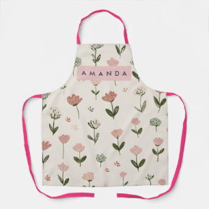 Personalized Whimsical Blush Garden Style Apron