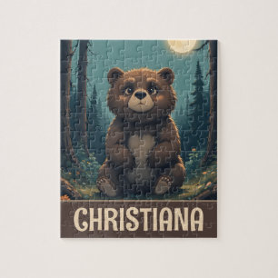 Personalized Whimsical Brown Bear Jigsaw Puzzle