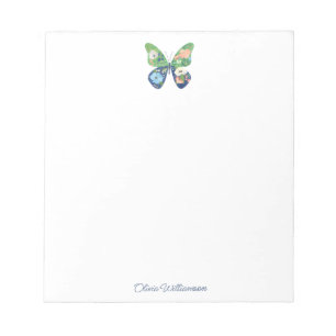 Personalized Whimsical Butterfly Floral Writing Notepad