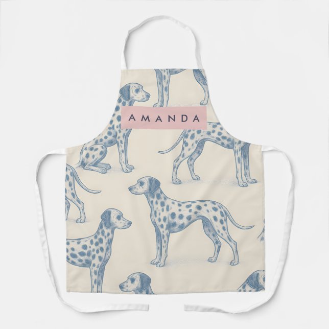 Personalized Whimsical Charming Dalmatian Pattern Apron (Front)
