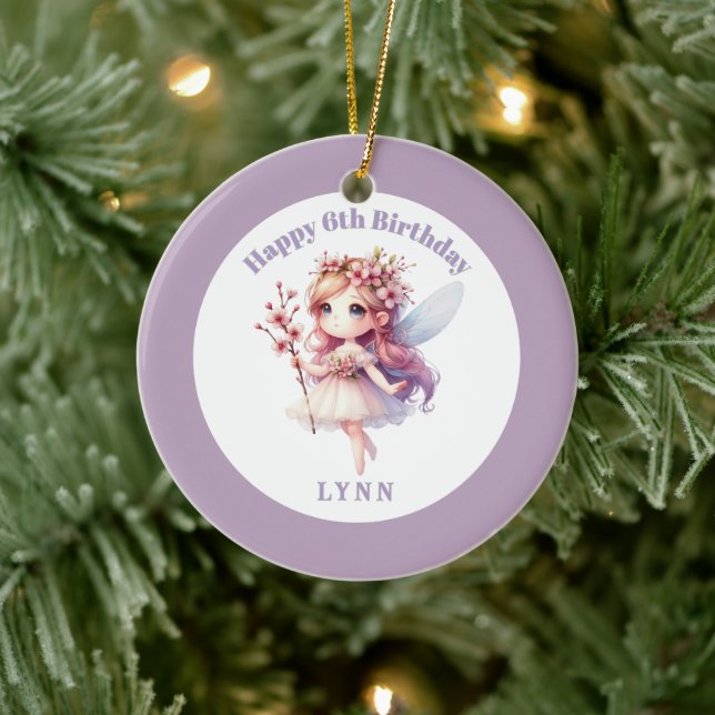 Personalized Whimsical Floral Fairy  Ceramic Tree Decoration (Tree)