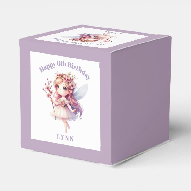 Personalized Whimsical Floral Fairy  Favour Box (Back Side)
