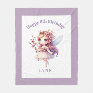Personalized Whimsical Floral Fairy Fleece Blanket