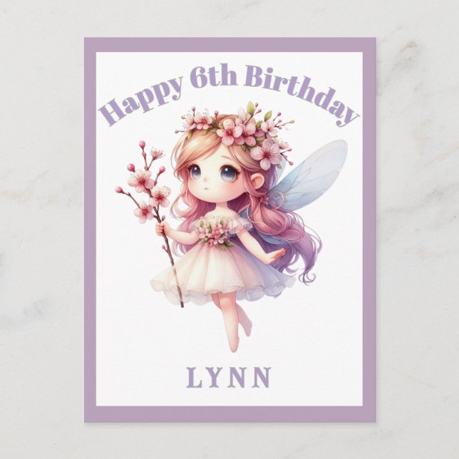Personalized Whimsical Floral Fairy  Holiday Postcard (Front)