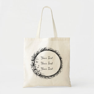 Personalized Whimsical Floral Wreath Tote