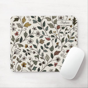 Personalized Whimsical Flower Vine Mouse Mat