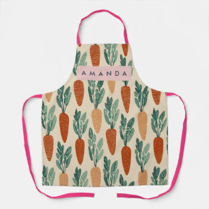 Personalized Whimsical Garden Carrot Design Apron