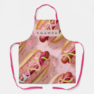 Personalized Whimsical Glitter Hot Dog Party Apron