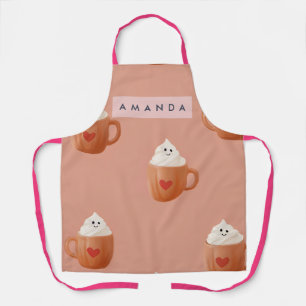 Personalized Whimsical Hot Cocoa Mug Pattern Apron
