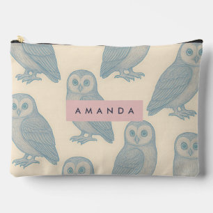 Personalized Whimsical Owl Pattern Accessory Pouch