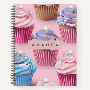 Personalized Whimsical Pastel Cupcake Dreams Notebook