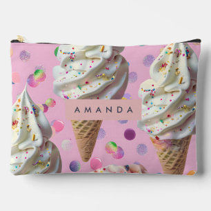 Personalized  Whimsical Pastel Ice Cream Dream  Accessory Pouch