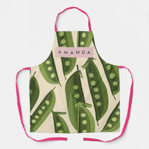Personalized Whimsical Playful Green Pea Pod Apron