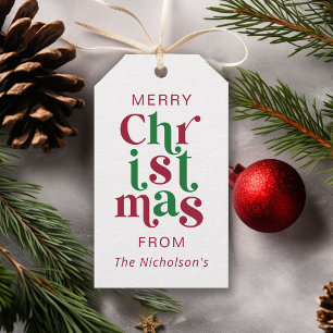 Personalized Whimsical Retro Merry Christmas  Gift Tags