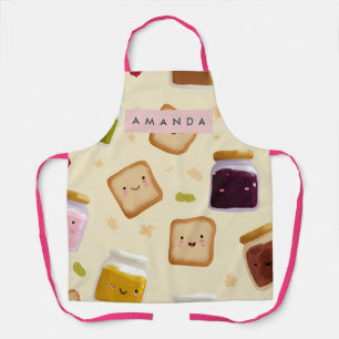Personalized Whimsical Toast & Jam Pattern Apron