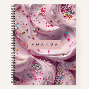 Personalized Whipped Pink Frosting with Sprinkles Notebook