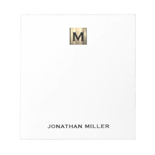 Personalized White and Gold Monogram Notepad