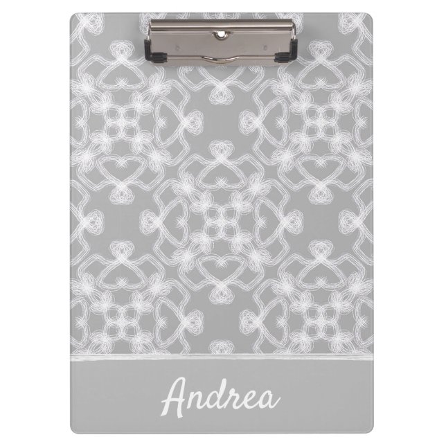 Personalized white and grey pattern clipboard (Front)