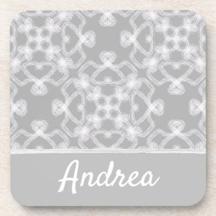 Personalized white and grey pattern coaster