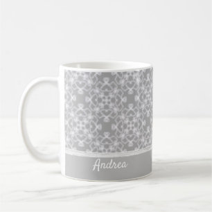 Personalized white and grey pattern coffee mug