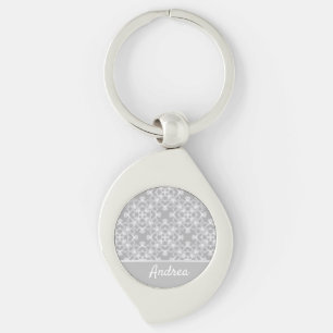 Personalized white and grey pattern key ring