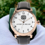 Personalized white black Custom name monogram  Watch<br><div class="desc">Personalized watch with the names of the bride and groom or the couple in love. This watch can be customized by changing the text with the name of the loved one or the wedding date. It can be an ideal gift for newlyweds or for silver or golden wedding anniversaries. Monogram...</div>