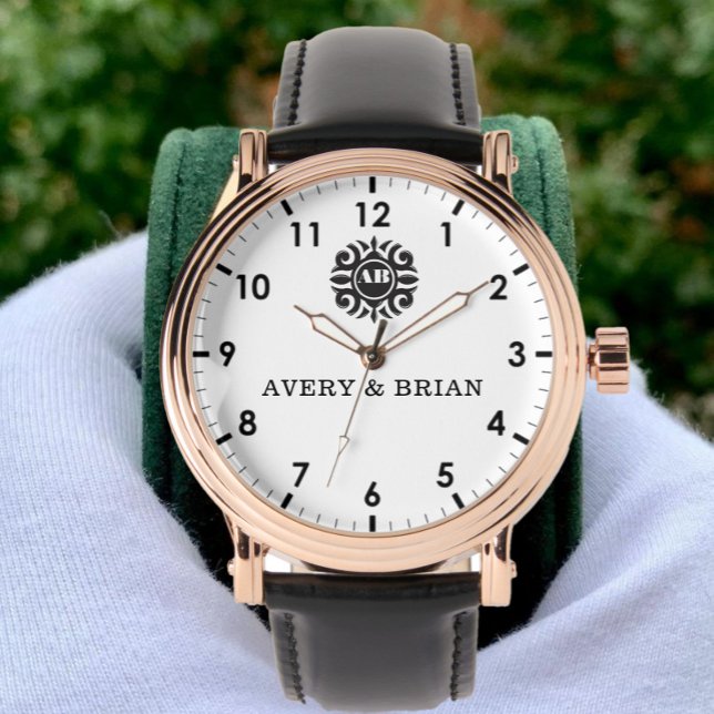 Personalized white black Custom name monogram  Watch (Creator Uploaded)