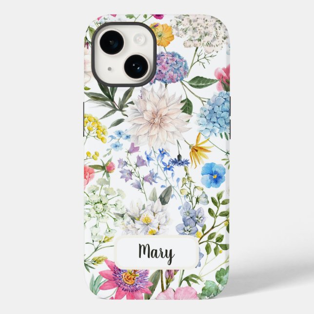 PERSONALIZED WHITE FLORAL WILDFLOWER IPHONE 14 Case-Mate iPhone CASE (Back)