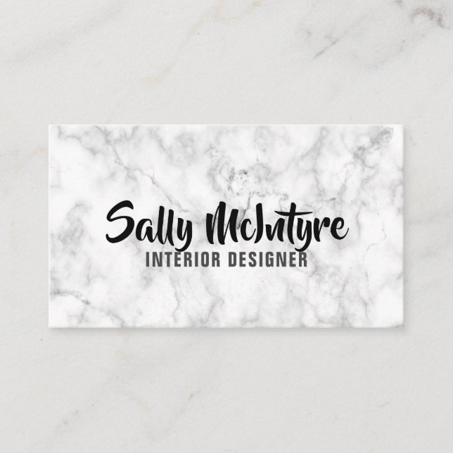 Personalized "White Marble" (American) Business Card (Front)